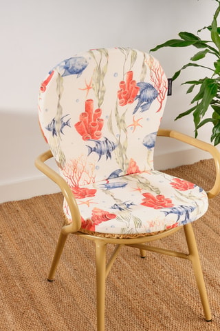 Coussin pour chaise de jardin - Blanc et orange - 93 x 47 x 5 cm