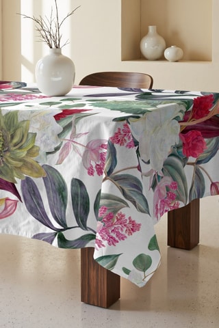 Toalha de mesa antimanchas em algodão biológico - Branco