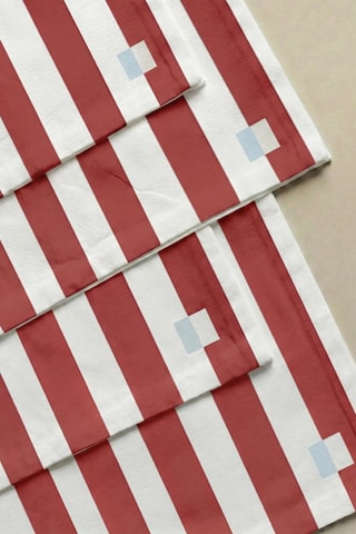 4 serviettes de table - Blanc et rouge