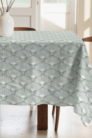 Toalha de mesa antimanchas em algodão biológico - Branco e verde