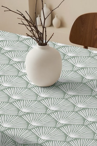 Toalha de mesa antimanchas em algodão biológico - Branco e verde