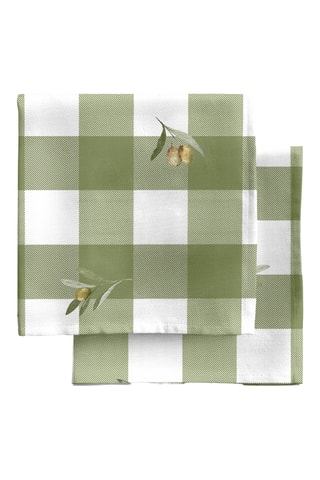 4 serviettes de table - Blanc et vert clair