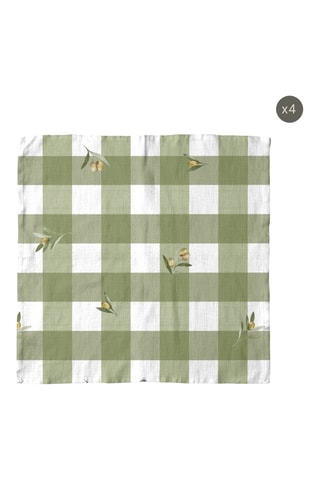 4 serviettes de table - Blanc et vert clair