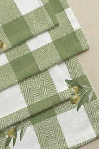 4 serviettes de table - Blanc et vert clair
