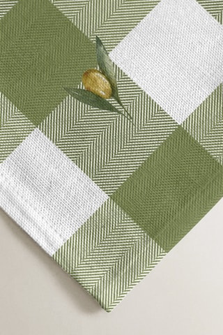 4 serviettes de table - Blanc et vert clair