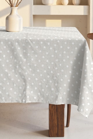 Toalha de mesa antimanchas em algodão biológico - Bege mesclado e branco