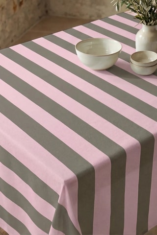 Toalha de mesa - Castanho e rosa