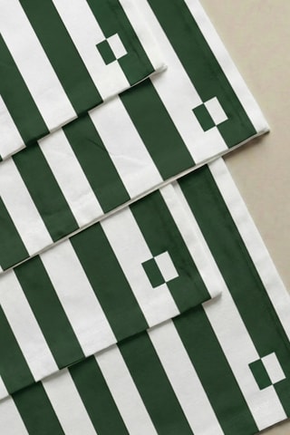 4 serviettes de table - Vert foncé et blanc