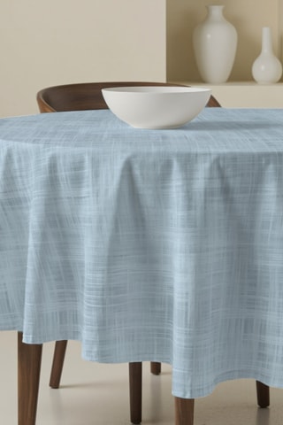 Nappe antitache ronde en coton biologique - Bleu clair chiné