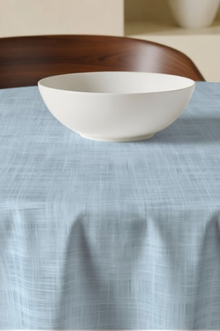 Nappe antitache ronde en coton biologique - Bleu clair chiné
