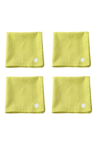 4 serviettes de table - Vert clair et blanc