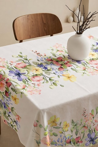 Toalha de mesa - Cru e verde menta