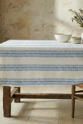 Toalha de mesa - Branco e azul-claro