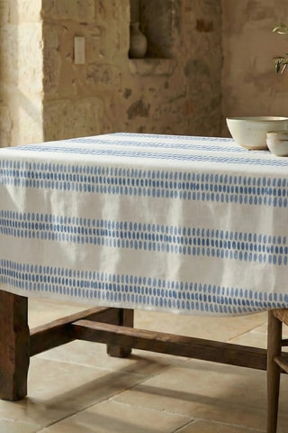 Toalha de mesa - Branco e azul-claro