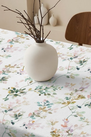 Toalha de mesa antimanchas em algodão biológico - Branco e rosa