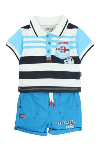 T-shirt e calções - Branco e azul