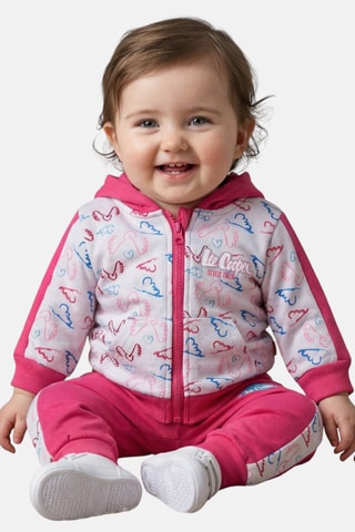 Sweat de capuz e calças de treino - Rosa e cinzento