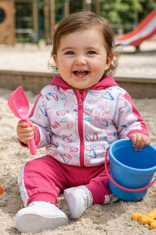 Sweat de capuz e calças de treino - Rosa e cinzento