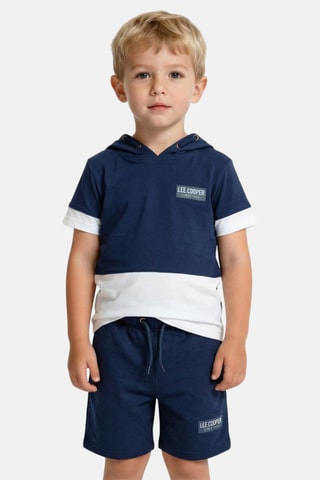 T-shirt com capuz e calções - Azul