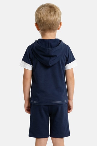 T-shirt com capuz e calções - Azul