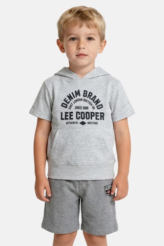 T-shirt com capuz e calções - Cinzento-claro