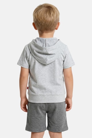 T-shirt com capuz e calções - Cinzento-claro