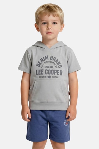 T-shirt com capuz e calções - Cinzento-escuro