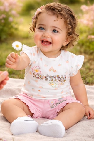 T-shirt e calções - Rosa