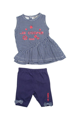 Vestido e calças - Branco e azul