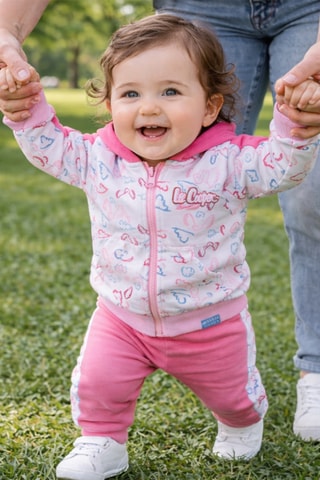Sweat de capuz e calças de treino - Rosa e cinzento