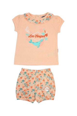 T-shirt e calções - Coral
