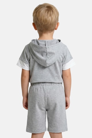 T-shirt com capuz e calções - Cinzento