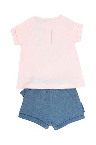 T-shirt e calções - Azul e rosa