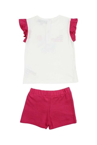 T-shirt e calções - Branco e rosa