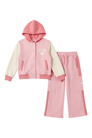 Teddy com capuz e calças de treino - Rosa