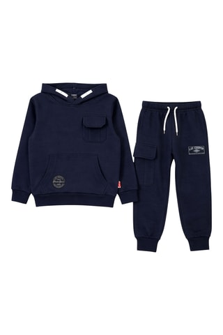 Sweat de capuz e calças de treino - Azul-marinho
