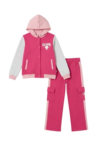 Teddy com capuz e calças de treino - Rosa