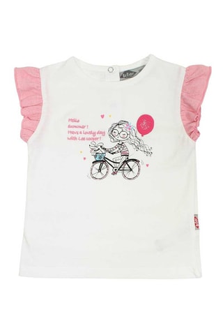 T-shirt e calções - Branco e rosa