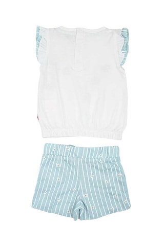 T-shirt e calções - Branco, azul e amarelo