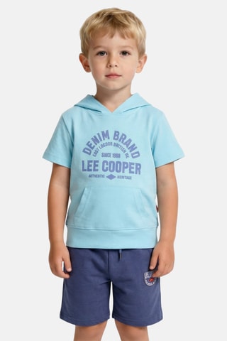 T-shirt com capuz e calções - Azul