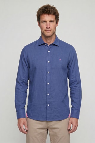 Chemise regular en lin - Bleu