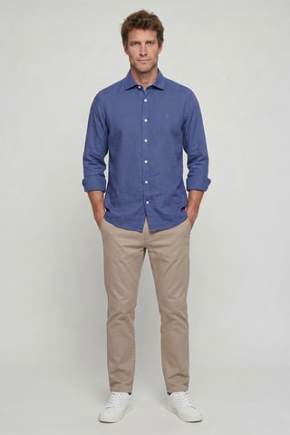 Chemise regular en lin - Bleu