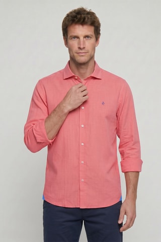 Chemise regular en lin - Orange