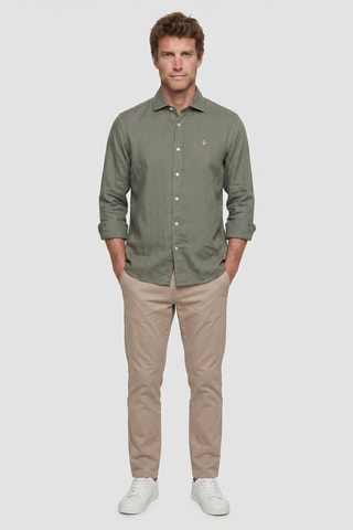 Chemise regular en lin - Kaki