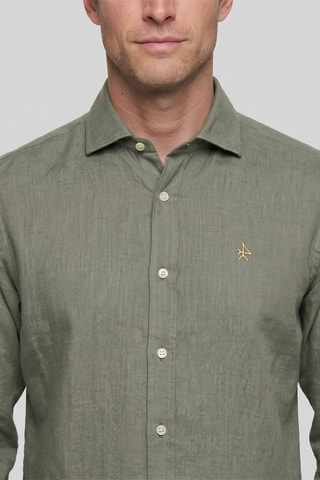 Chemise regular en lin - Kaki