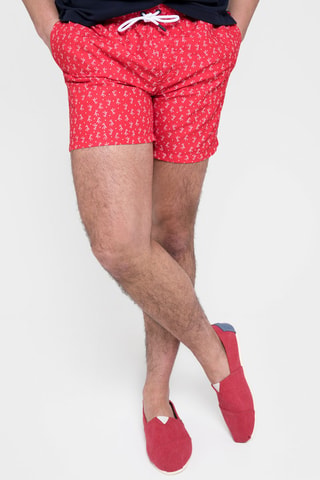 Short de bain - Blanc et rouge
