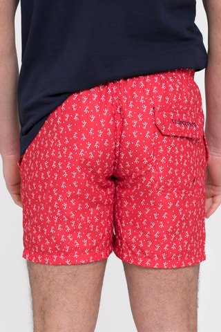 Short de bain - Blanc et rouge