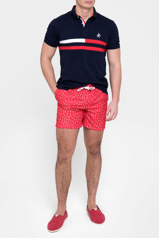 Short de bain - Blanc et rouge