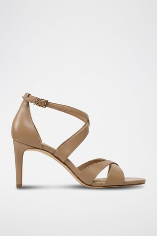 Sandalias de piel de tacón - Camel