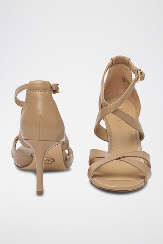 Sandalias de piel de tacón - Camel